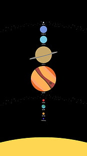 ilustração do sistema solar, arte digital, universo, espaço, arte espacial, planeta, Sistema Solar, Sol, Mercúrio, Vênus, Terra, Marte, Júpiter, Saturno, Urano, Netuno, Plutão, fundo preto, exibição de retrato, asteróide, HD papel de parede HD wallpaper