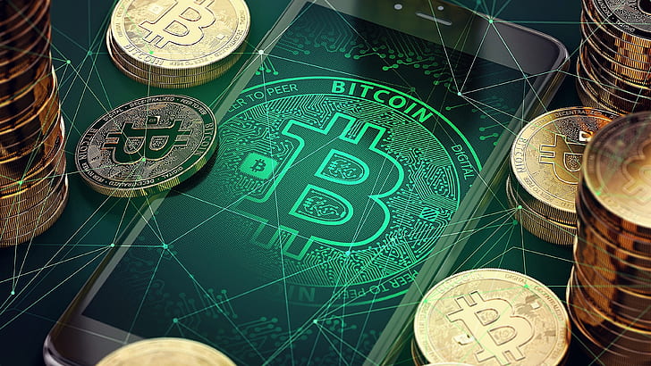 bitcoin, money, cash, currency, cryptocurrency, HD wallpaper
