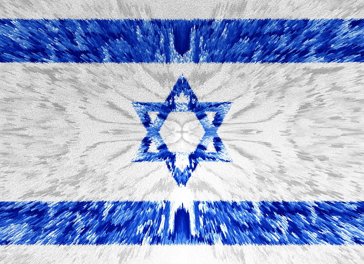 Знамена, флаг на Израел, артистичен, син, флаг, Израел, звезда на Давид, бял, HD тапет
