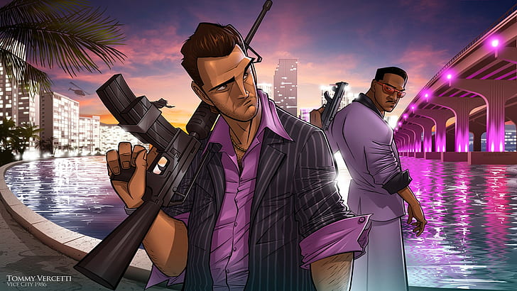 Grand Theft Auto Vice City, компютърни игри, Tommy Vercetti, Lance Vance, Grand Theft Auto, HD тапет