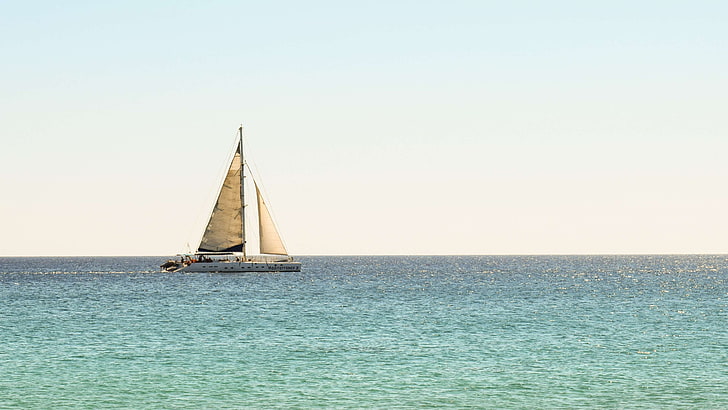 boat, catamaran, leisure, sailboat, sailing, sea, tourism, travel, vacation, vessel, HD wallpaper