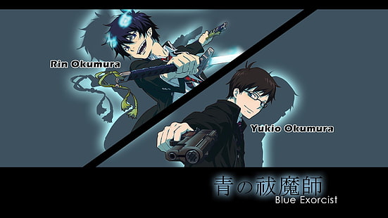 Rin Okumura ve Yukio Okumura Mavi Exorcist, Okumura Rin, Okumura Yukio, anime, Mavi Exorcist, anime erkek, HD masaüstü duvar kağıdı HD wallpaper