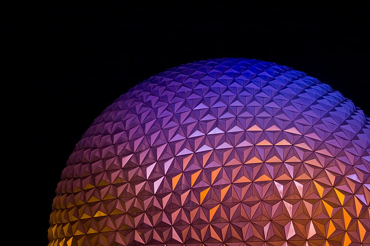 Dôme, Epcot, Parc à thème, Walt Disney World Resort, Architecture moderne, Orlando, États-Unis, HD, 5K, Fond d'écran HD