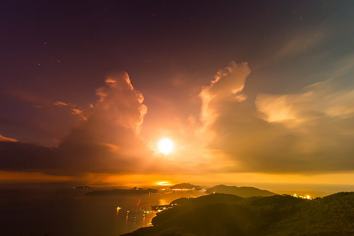 krajobraz, zachód słońca, niebo, Tapety HD