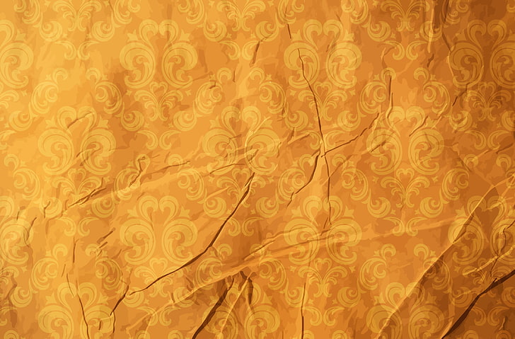 brown floral sheet, paper, surface, crumpled, light, texture, HD wallpaper