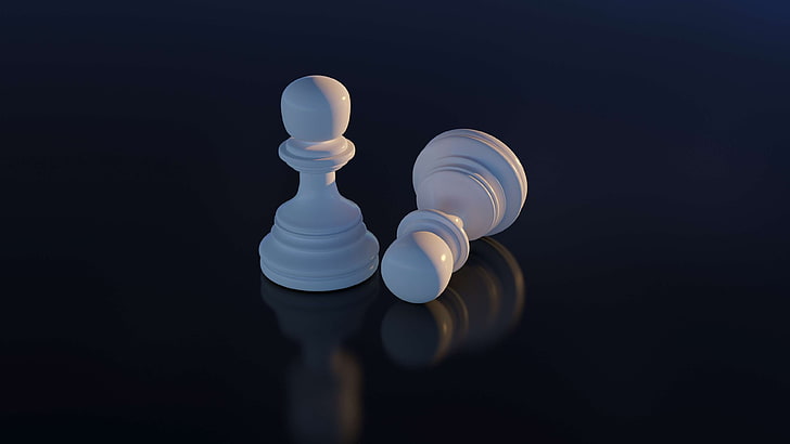3ds max, фигура за шах, тъмно небе, фокус, модел, отражение, бяло, HD тапет
