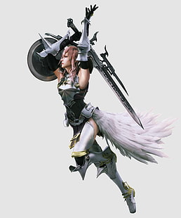 Ilustracja postaci z Final Fantasy, Final Fantasy XIII, Claire Farron, gry wideo, miecz, Tapety HD HD wallpaper
