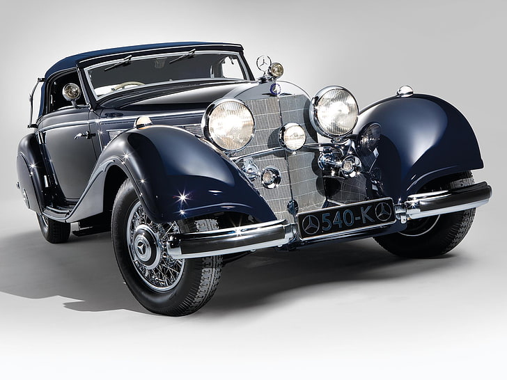 vintage blå och grå bil, Mercedes-Benz, vintage, bil, Oldtimer, fordon, HD tapet