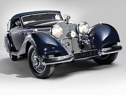 auto vintage blu e grigia, Mercedes-Benz, vintage, auto, veicolo d'epoca, veicolo, Sfondo HD HD wallpaper