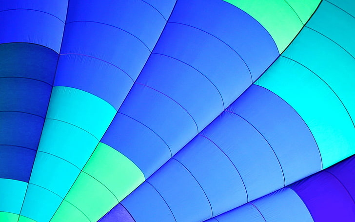 balão de ar quente azul e verde, balões de ar quente, fotografia, resumo, azul, verde, HD papel de parede