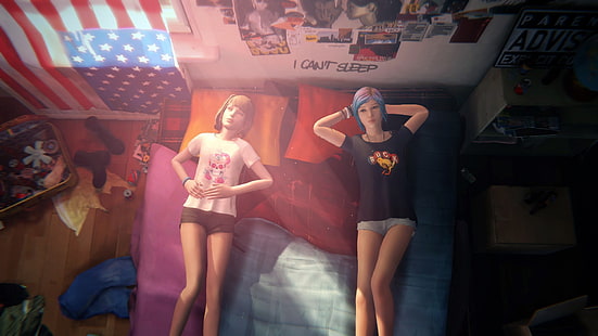 женская черная рубашка, Life Is Strange, Chloe Price, Макс Колфилд, видеоигры, скриншот, HD обои HD wallpaper
