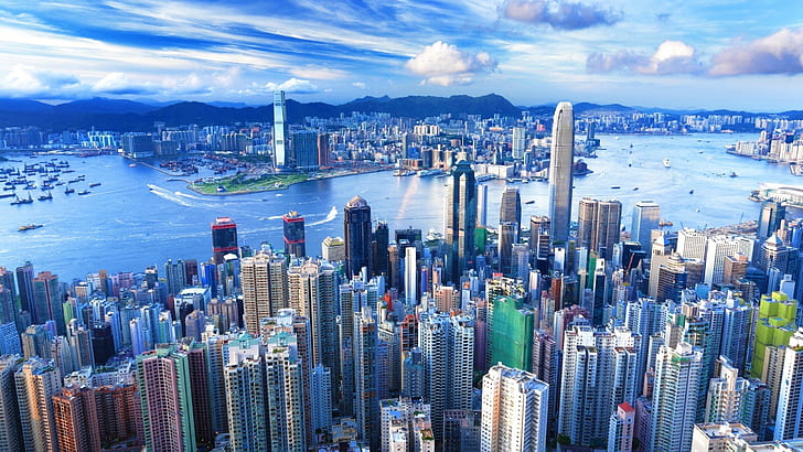 paisagem urbana, Hong Kong, HD papel de parede