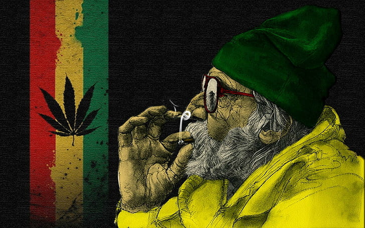 الرجل، تدخين، الحشيش، تصوير، القبعة، cannabis، خلفية HD