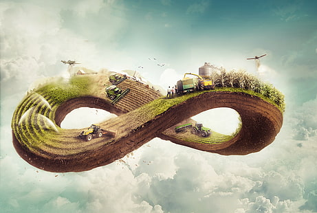 infinity farm illustration, Plantation cycle, Farming, Agriculture, HD, 4K, HD wallpaper HD wallpaper