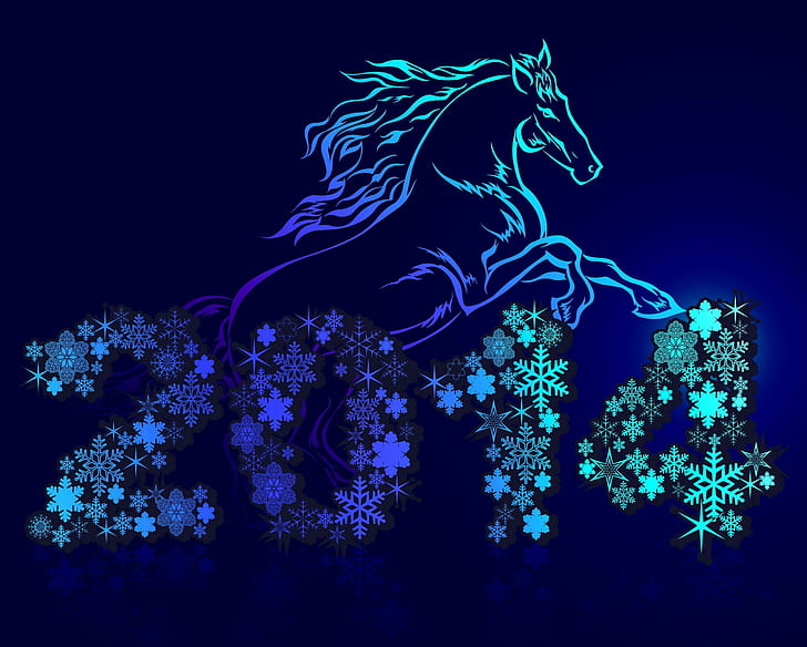 Новата година на коня, нова година, нова 2014 година, кон, HD тапет
