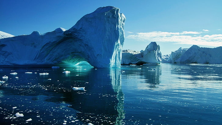 ледяной ледник, лед, арктика, вода, айсберг, природа, HD обои