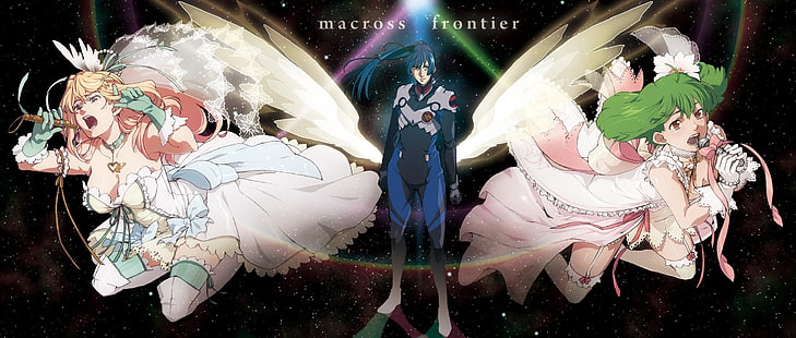 macross frontier 2351x1000 Аниме Macross HD Art, Macross Frontier, HD тапет HD wallpaper