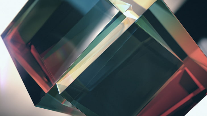 square glass cube, cube, minimalism, abstract, prism, HD wallpaper