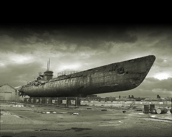 graues U-Boot, Kriegsschiffe, U-Boot, HD-Hintergrundbild