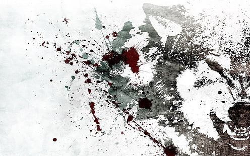 Wolf Abstract Blood Splatter HD, abstract, digital/artwork, wolf, blood, splatter, HD wallpaper HD wallpaper