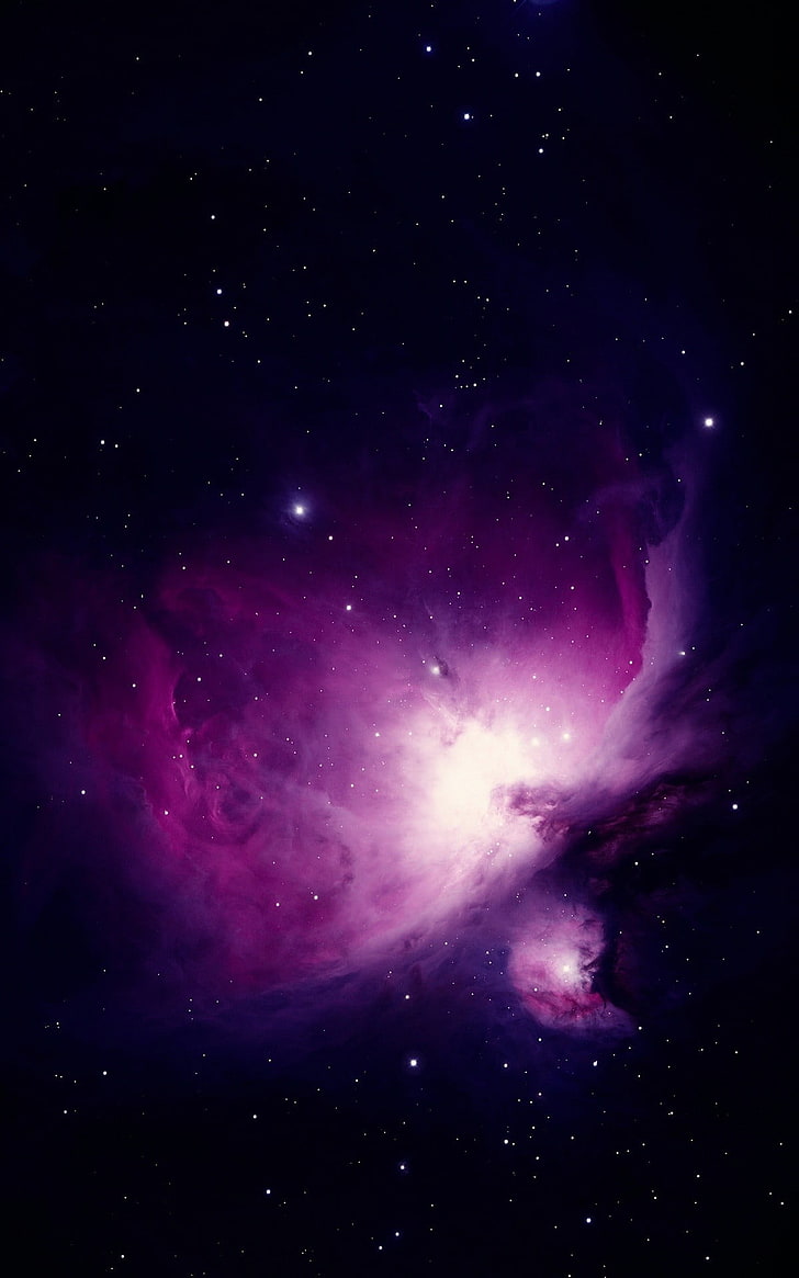 ilustrasi luar angkasa, lukisan galaksi ungu, ruang, nebula, seni ruang, Orion, tampilan potret, Wallpaper HD, wallpaper seluler