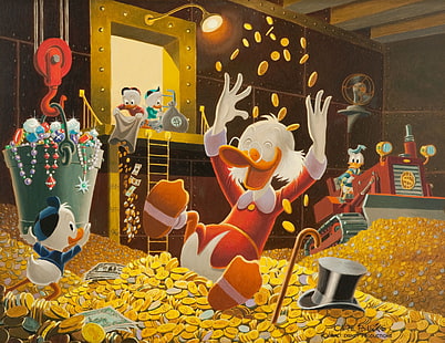monety, disney, Scrooge McDuck, kacze opowieści, kaczor Donald, Tapety HD HD wallpaper