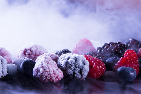 Food, Berry, Blackberry, Blueberry, Frozen, Fruit, Raspberry, HD wallpaper HD wallpaper