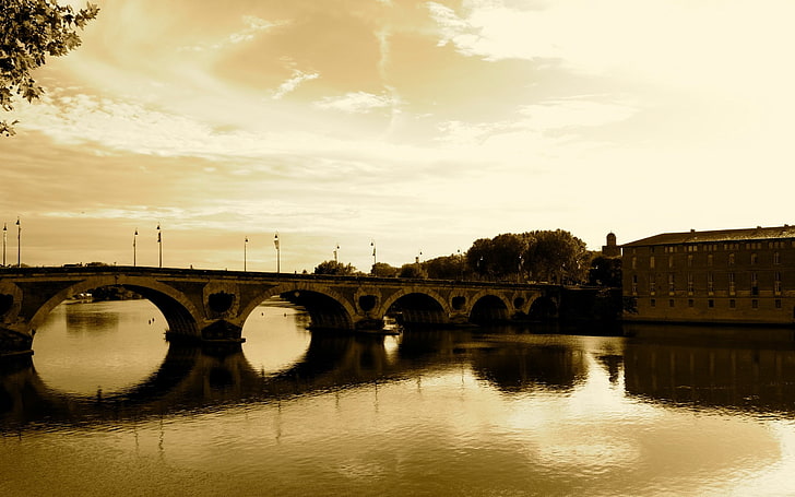 Toulouse, Pont-Neuf, Garonne, Fransa, HD masaüstü duvar kağıdı
