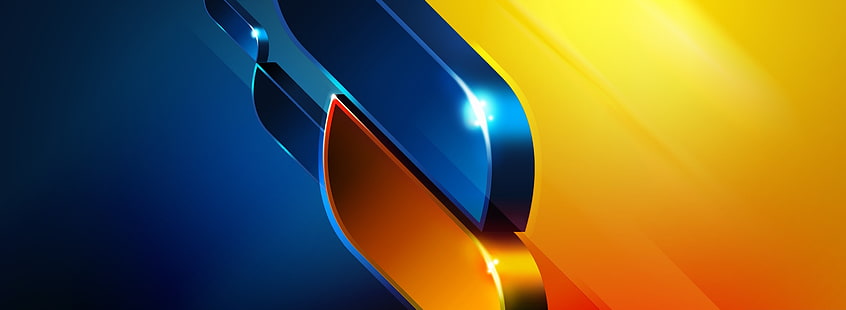 Firefoxデュアルモニター、青と金のロゴ、コンピューター、Firefox、デュアル、モニター、 HDデスクトップの壁紙 HD wallpaper