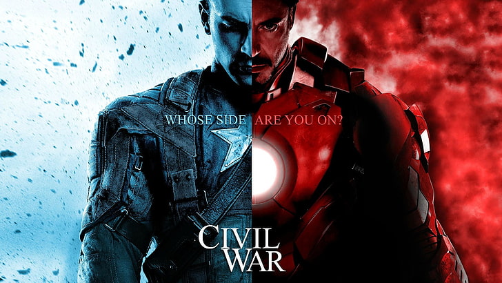Обои Гражданская война, Железный человек, Капитан Америка, Капитан Америка: Гражданская война, Крис Эванс, Роберт Дауни-младший, фильмы, Marvel Comics, HD обои
