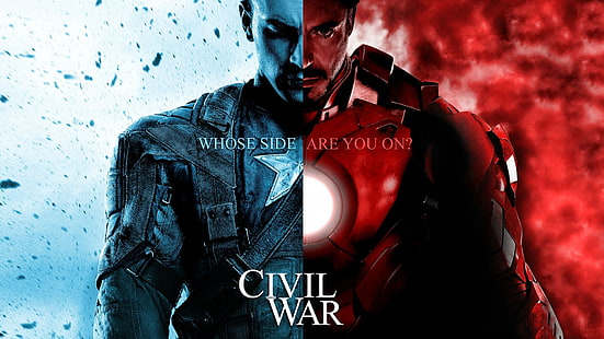 Civil War tapet, Iron Man, Captain America, Captain America: Civil War, Chris Evans, Robert Downey Jr., filmer, Marvel Comics, HD tapet HD wallpaper