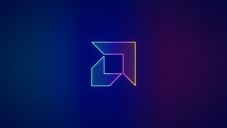 AMD, neon, logo, minimalis, Wallpaper HD