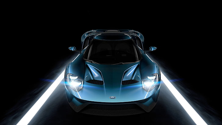 niebieski luksusowy samochód, Ford, GT, 2015, Tapety HD
