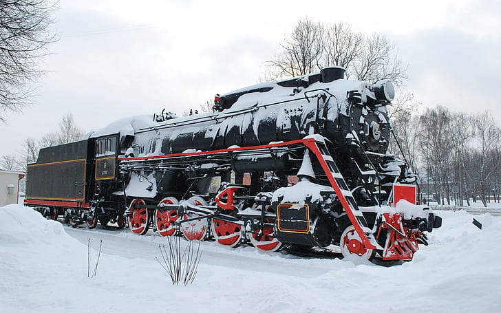 kereta api, musim dingin, kendaraan, Wallpaper HD
