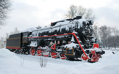 поезд, зима, повозка, HD обои HD wallpaper