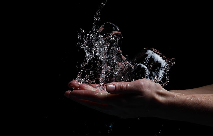 water, splashes, hands, HD wallpaper