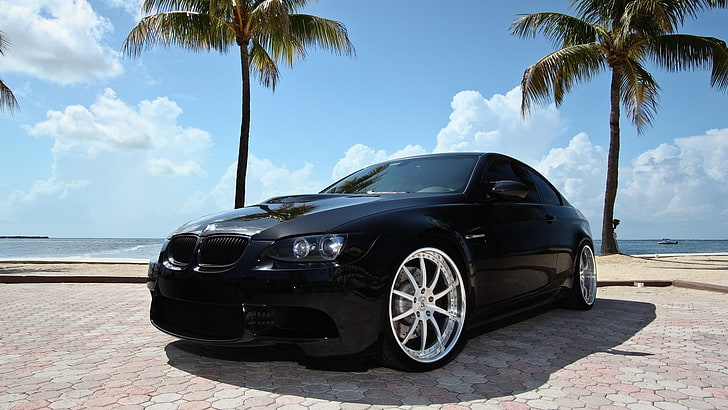 черные пальмы Майами Морские пейзажи bmw m3 спортивные автомобили bmw e92 hella flush tropic 1920x1080 Автомобили BMW HD Art, черный, Майами, HD обои