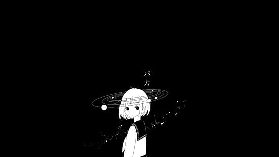 minimalismus, anime, anime mädchen, monochrom, HD-Hintergrundbild HD wallpaper