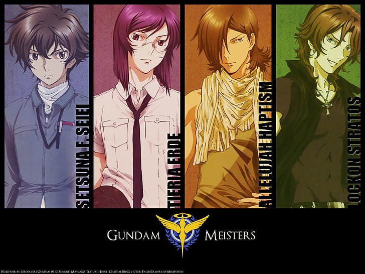 anime, Mobile Suit Gundam 00, Setsuna F. Seiei, Lockon Stratos, Tieria Erde, Allejujah Haptism, Celestial Being, HD wallpaper