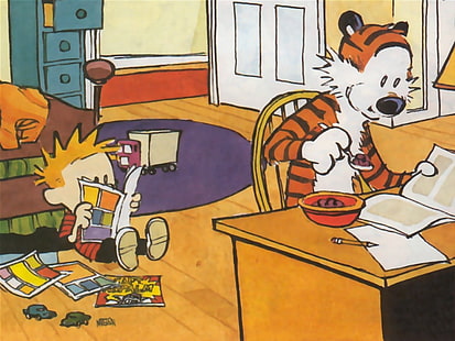Calvin et Hobbes, bandes dessinées, Calvin et Hobbes, Calvin (Calvin et Hobbes), Hobbes (Calvin et Hobbes), Fond d'écran HD HD wallpaper