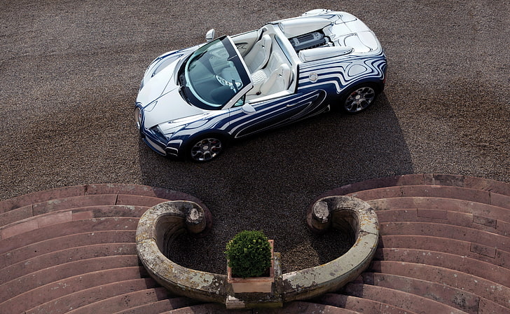 Bugatti Veyron Grand Sport Convertible, blue and silver convertible coupe, Cars, Bugatti, Grand, Sport, Convertible, Veyron, HD wallpaper