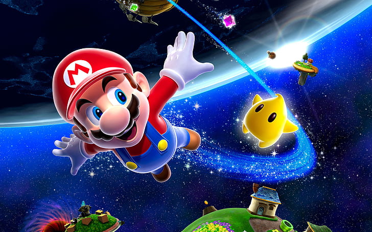 Super Mario Galaxy, Flight, Joy, Stars, super mario, super mario galaxy, flight, joy, stars, HD wallpaper