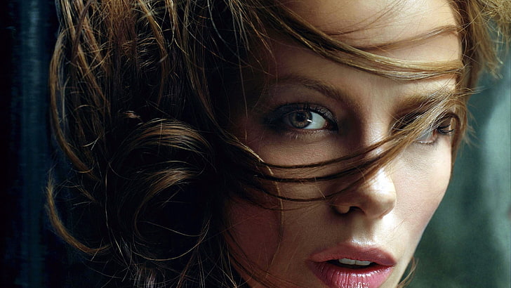 Кейт Бекинсейл, лицо, знаменитость, актриса, брюнетка, женщины, HD обои