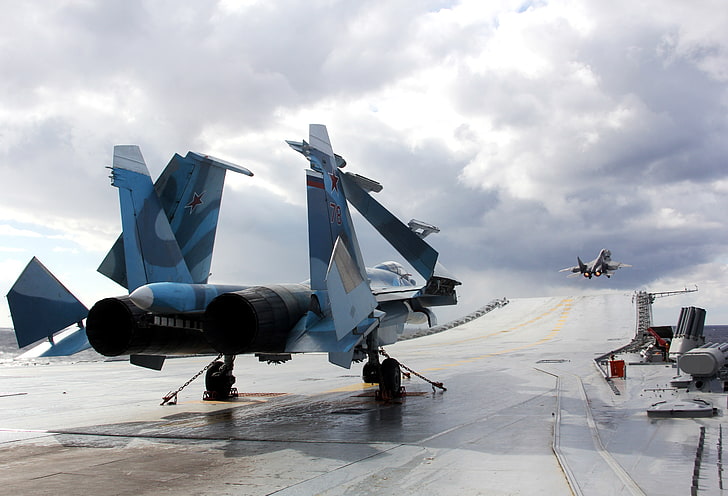 deck, carrier-based fighter, Su-33, Admiral Kuznetsov, HD wallpaper