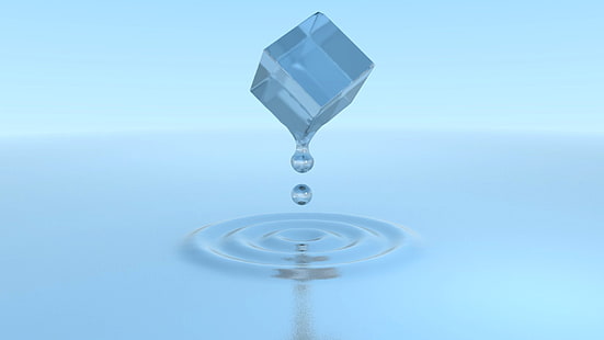acqua, cubo, cubetto di ghiaccio, blu, bianco, ciano, Sfondo HD HD wallpaper