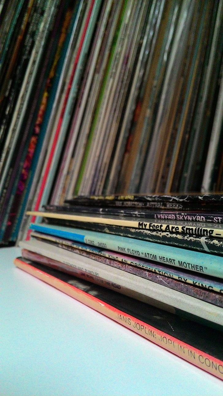 book lot, music, psychedelic rock, rock music, vinyl, HD wallpaper