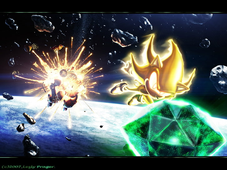 سونيك القنفذ الفضاء الخارجي sega Entertainment Super Sonic Chaos Emerald 1493x1118 Video Games Sonic HD Art ، سونيك القنفذ ، الفضاء الخارجي، خلفية HD
