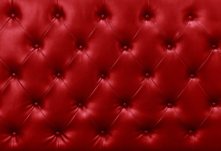 cabeceira de cama de couro vermelho adornada, couro, textura, estofamento, pele, HD papel de parede