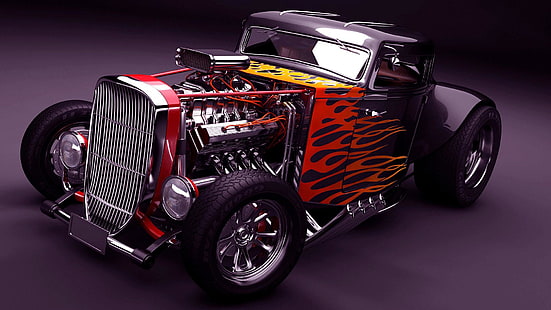 Auto, Fahrzeug, Automobildesign, Hot Rod, Flammen, Oldtimer, HD-Hintergrundbild HD wallpaper