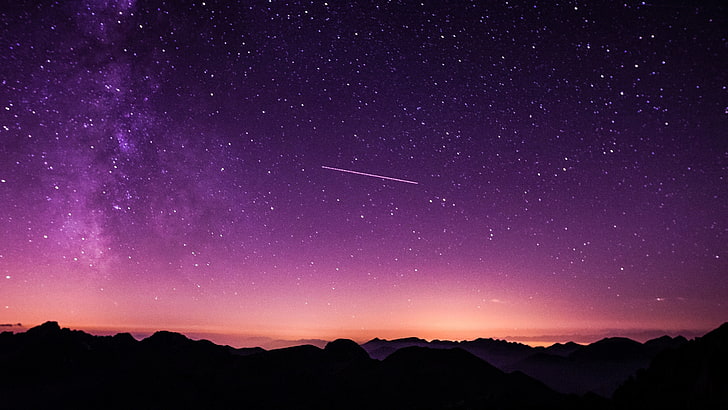 السماء المرصعة بالنجوم الأرجواني ، الأرجواني ، النجوم ، السماء، خلفية HD